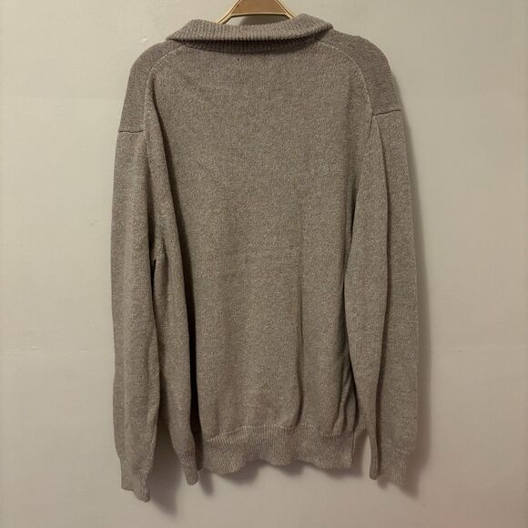 Polo Ralph Lauren Men's 1/4 Zip Sweater 2X Brown Beige Thick Knit 100% Cotton - Picture 4 of 6